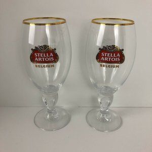 Stella Artois Original Glass Chalice Set Of 2 - 50cl (16.9oz) Gold Trim ABinBev